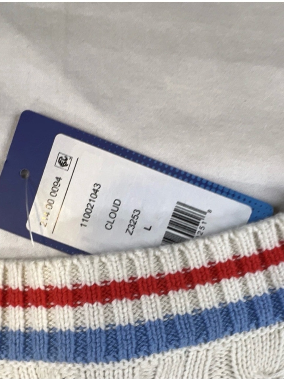 Pickle Ball Prince Cream Cable Knit Cardigan with Red & Blue Trim - Picture 4 of 4